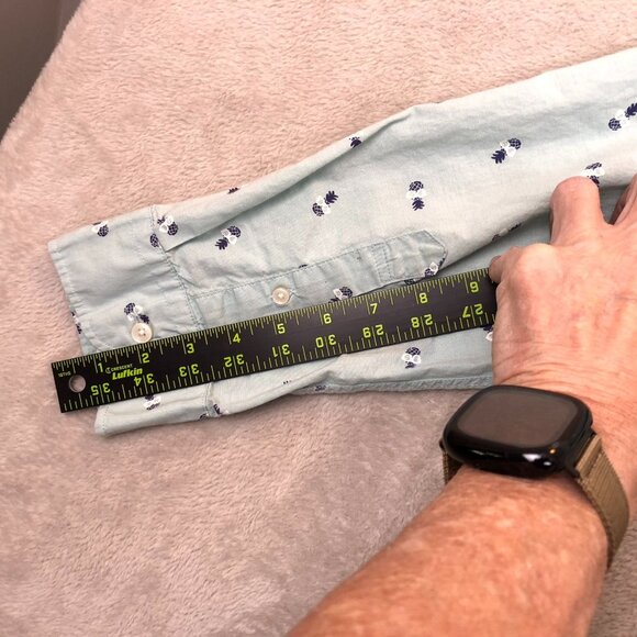 American Eagle Outfitters Mens Shirt XXL Long Sleeve Pineapple Button Up Blue - Picture 5 of 11